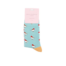 Load image into Gallery viewer, Miss Sparrow Bamboo Little Robins Socks Duck Egg
