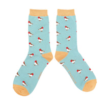 Load image into Gallery viewer, Miss Sparrow Bamboo Little Robins Socks Duck Egg
