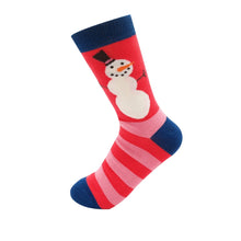 Load image into Gallery viewer, Miss Sparrow Bamboo Snowmen Stripes Socks Red
