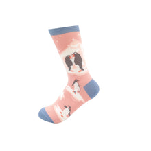 Load image into Gallery viewer, Miss Sparrow Bamboo Penguins on Ice Socks Dusky Pink
