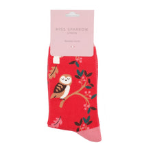 Load image into Gallery viewer, Miss Sparrow Bamboo Socks Woodland Red
