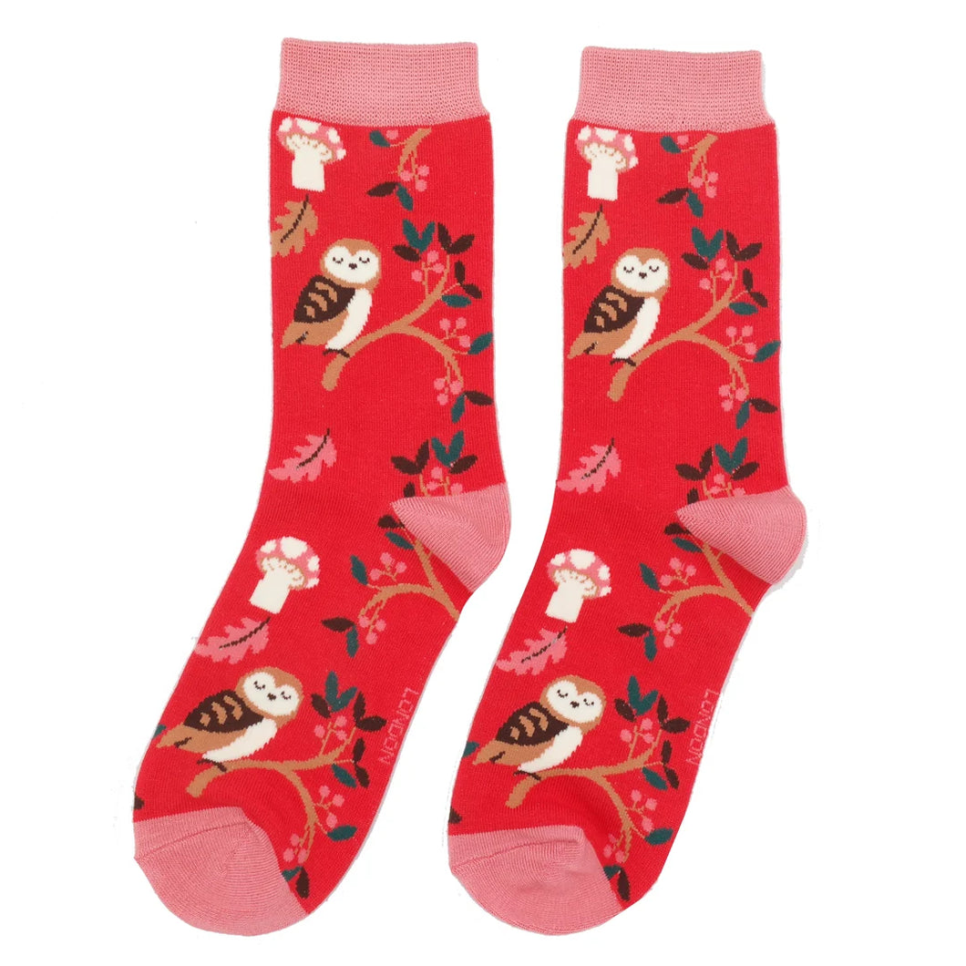 Miss Sparrow Bamboo Socks Woodland Red
