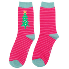 Load image into Gallery viewer, Miss Sparrow Festive Trees Hot Pink
