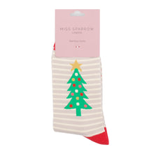 Load image into Gallery viewer, Miss Sparrow Bamboo Socks Festive Trees Silver
