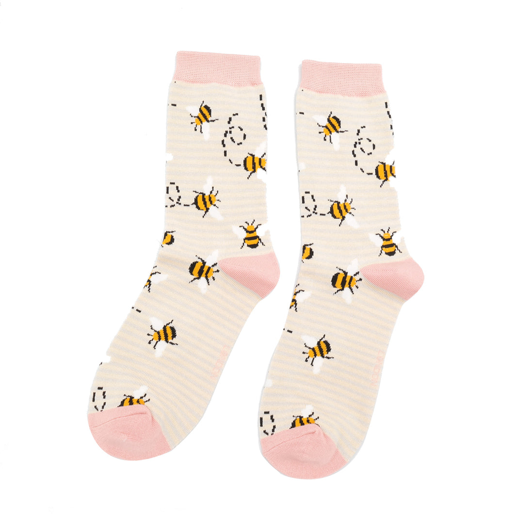 Miss Sparrow Bamboo Socks Bees Stripes