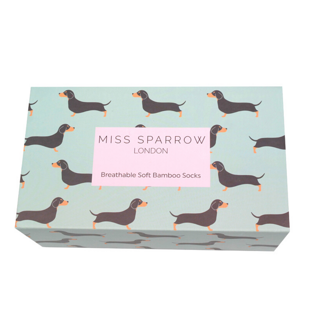 Miss Sparrow Little Sausage Dogs Socks Gift Box Set of 3