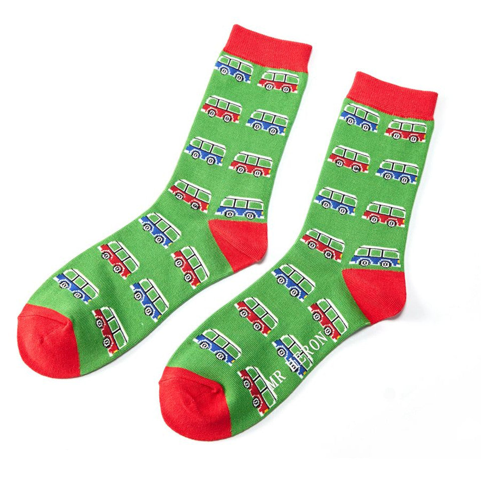 Mr Heron Campervan Socks Green