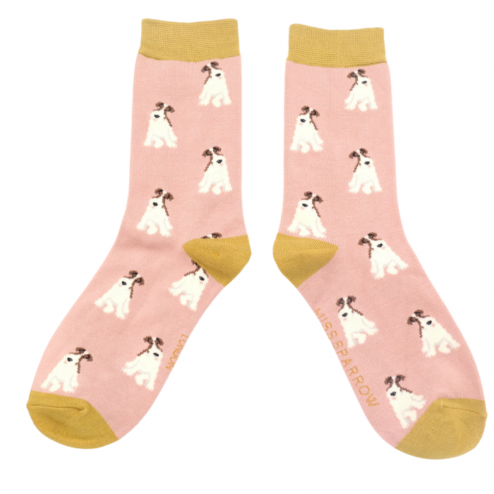 Miss Sparrow Fox Terriers Bamboo Socks