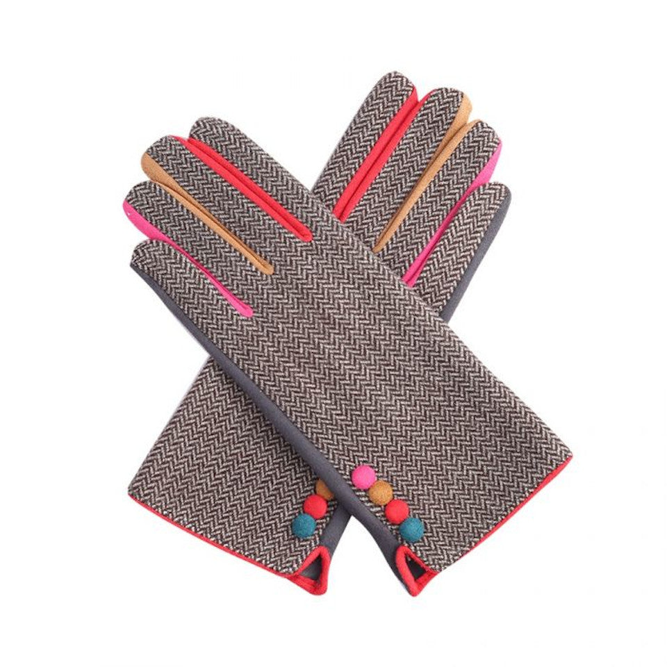 Miss Sparrow Grey Tweed Style Gloves