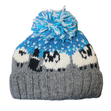 Load image into Gallery viewer, Chunky Knitted Sheep Dog Wool Bobble Hat - Fair Trade made in Nepal

