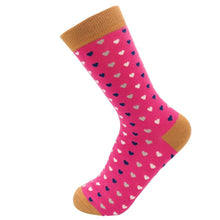 Load image into Gallery viewer, Miss Sparrow Hearts Bamboo Socks Hot Pink
