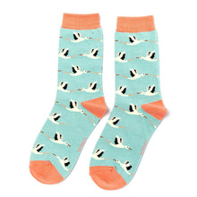 Load image into Gallery viewer, Miss Sparrow Storks Bamboo Socks Light Turquoise

