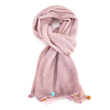 Load image into Gallery viewer, Miss Sparrow Multi Pompom Scarf (Pink, Sky or Silver)
