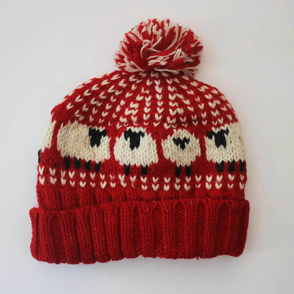 Chunky Knitted Sheep Bobble Hat - Fair Trade made in Nepal