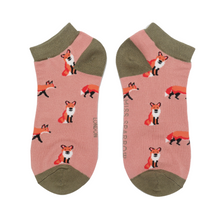 Load image into Gallery viewer, Miss Sparrow Bamboo Foxes Trainer Socks Grey
